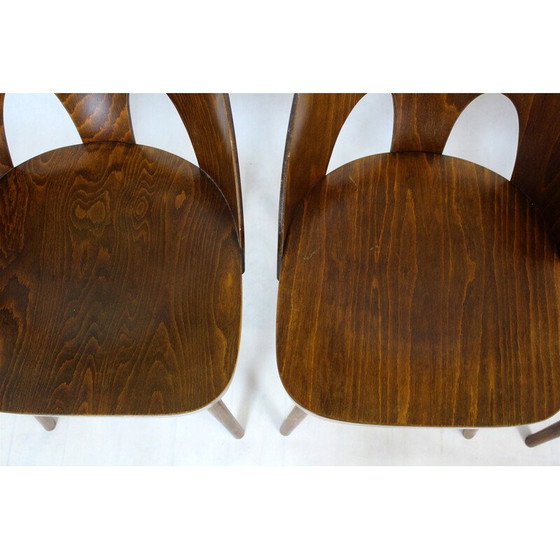 Image 1 of Ensemble de 4 chaises en bois vintage par Oswald Haerdtl pour Ton, Tchécoslovaquie 1950