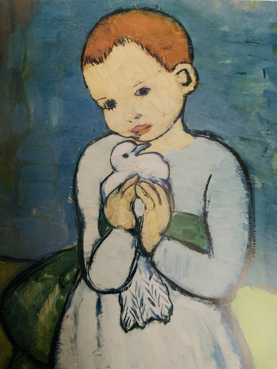 Image 1 of Pablo Picasso, "Enfant à la colombe". Lithographie offset signée.