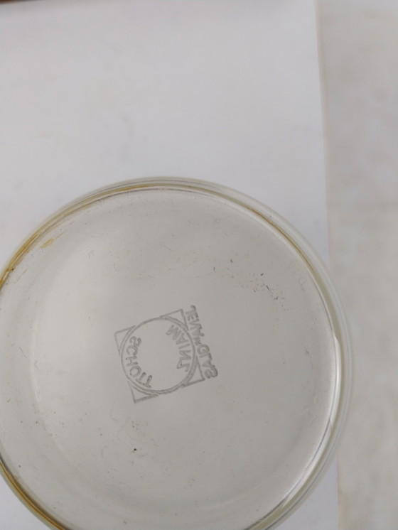 Image 1 of 1x Set de verres à thé Schott dans un support en teck, 1960s