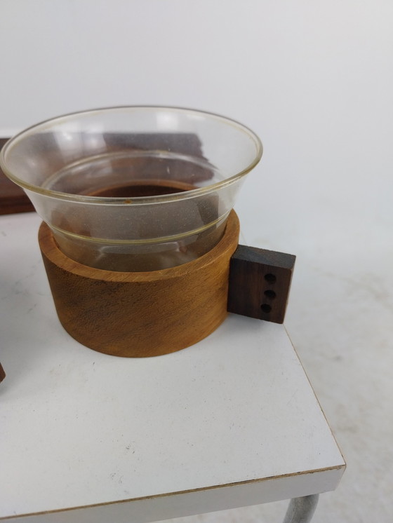 Image 1 of 1x Set de verres à thé Schott dans un support en teck, 1960s