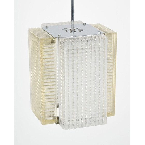 Image 1 of Plafonnier vintage en verre et chrome de Napako 1970