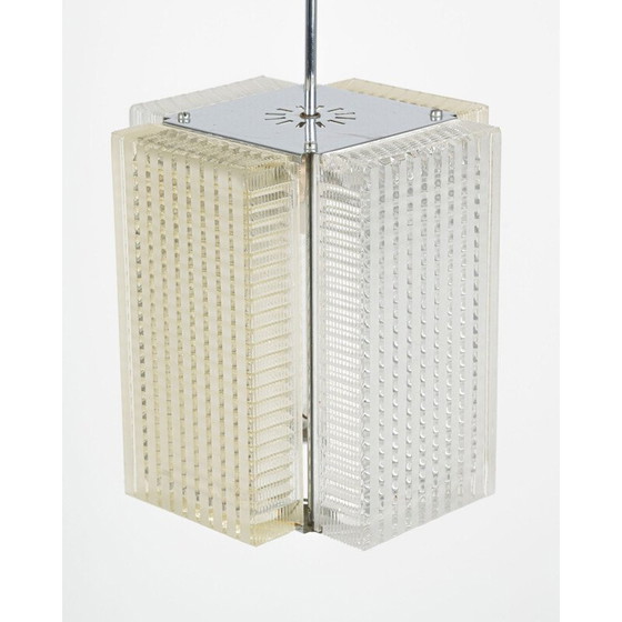 Image 1 of Plafonnier vintage en verre et chrome de Napako 1970