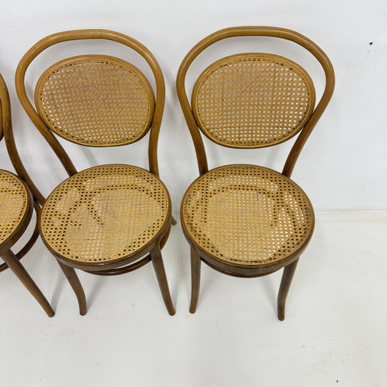 Image 1 of Ensemble de 4 chaises de salle à manger / bistro en bois courbé, 1960S