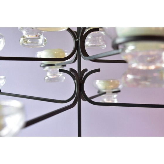 Image 1 of Lustre scandinave vintage en métal et verre, 1960