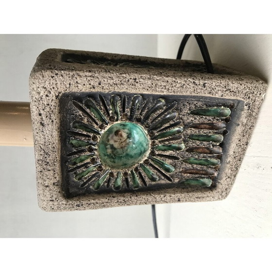 Image 1 of Lampe de chevet vintage en pierre et céramique émaillée