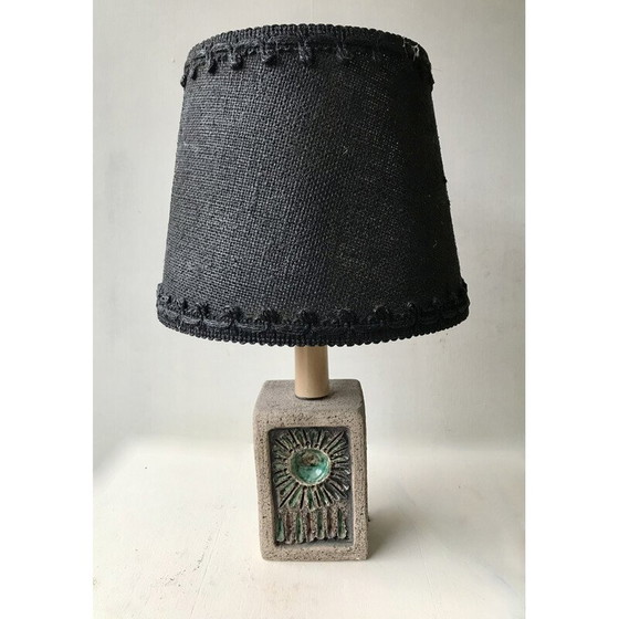 Image 1 of Lampe de chevet vintage en pierre et céramique émaillée