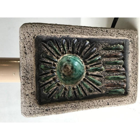 Image 1 of Lampe de chevet vintage en pierre et céramique émaillée