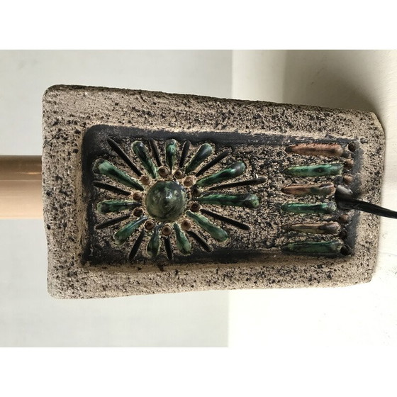 Image 1 of Lampe de chevet vintage en pierre et céramique émaillée