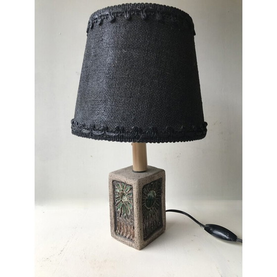 Image 1 of Lampe de chevet vintage en pierre et céramique émaillée