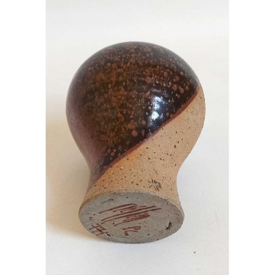 Image 1 of Vase soliflore vintage en grès émaillé bicolore, 1970