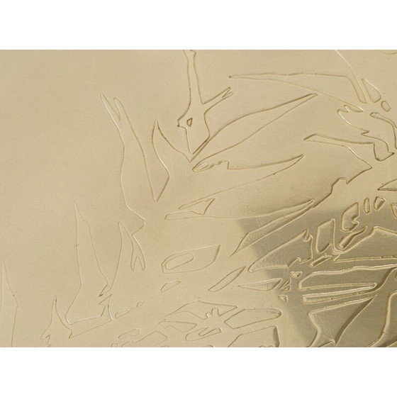 Image 1 of Table basse vintage en laiton gravé par Georges Mathias, 1970