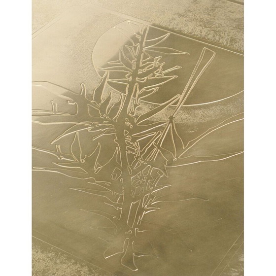 Image 1 of Table basse vintage en laiton gravé par Georges Mathias, 1970