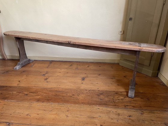 Image 1 of Banc d'église Long Bench Pew French Antique 195 Cm.