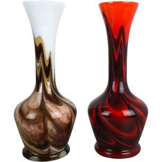Image 1 of Paire de vases Pop Art par Opaline Florence, Italie, 1970