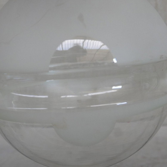 Lampe suspendue vintage en verre bicolore, Belgique – Suspensions, Glass (photo 3 of 11)