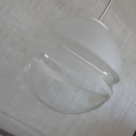 Lampe suspendue vintage en verre bicolore, Belgique – Suspensions, Glass (photo 5 of 11)