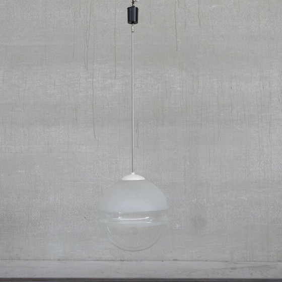 Lampe suspendue vintage en verre bicolore, Belgique – Suspensions, Glass (photo 10 of 11)