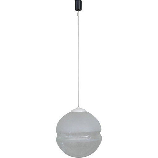 Lampe suspendue vintage en verre bicolore, Belgique