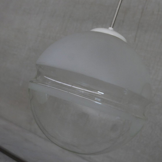 Lampe suspendue vintage en verre bicolore, Belgique – Suspensions, Glass (photo 8 of 11)