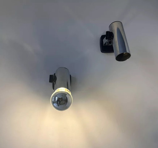 2X Applique Vintage Orientable, Chromées, Targetti Italie 1970