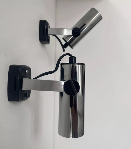 Image 1 of 2X Applique Vintage Orientable, Chromées, Targetti Italie 1970