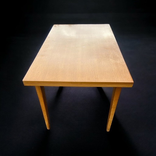 Table vintage en bois de chêne avec rallonges intégrées par René Jean Caillette pour Charron, 1950