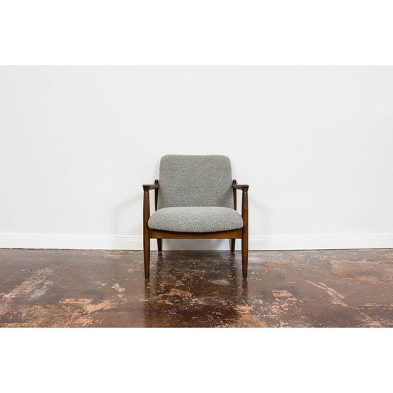 Image 1 of Paire de fauteuils GFM-64 en hêtre massif et tissu par Edmund Homa, Pologne 1960