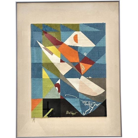 Image 1 of Tapisserie vintage "Key Largo" en laine multicolore par Mathieu Matégot