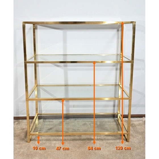 Image 1 of Etagère vintage en laiton et verre à 4 niveaux, 1970