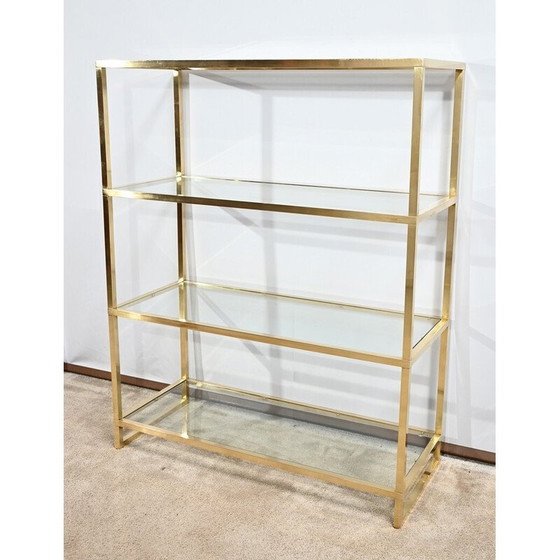 Image 1 of Etagère vintage en laiton et verre à 4 niveaux, 1970