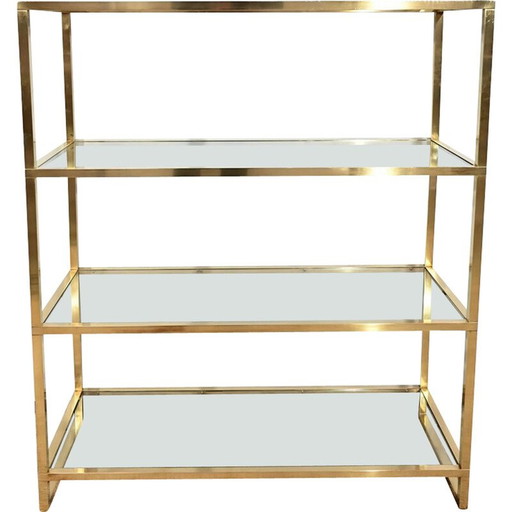 Etagère vintage en laiton et verre à 4 niveaux, 1970
