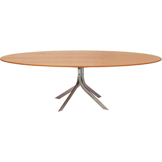 Image 1 of Table basse ovale vintage en acier inoxydable torsadé, Danemark 1960