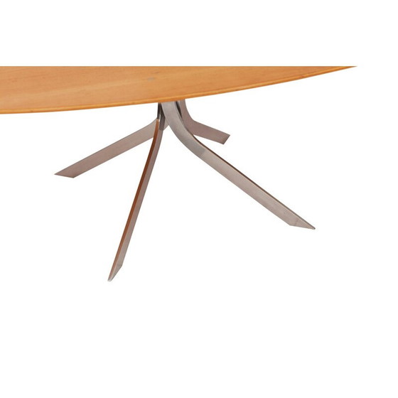 Image 1 of Table basse ovale vintage en acier inoxydable torsadé, Danemark 1960