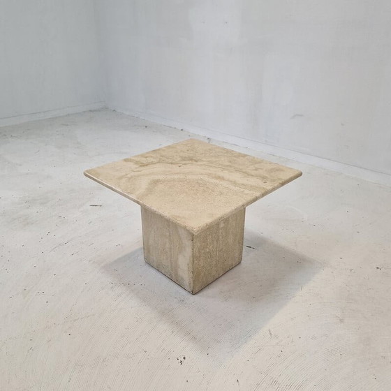 Image 1 of Table basse vintage italienne en travertin, 1980
