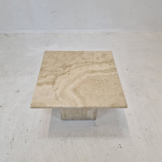 Image 1 of Table basse vintage italienne en travertin, 1980