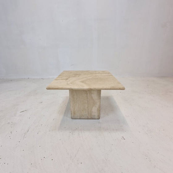 Image 1 of Table basse vintage italienne en travertin, 1980