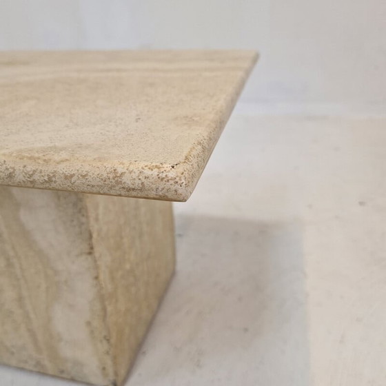 Image 1 of Table basse vintage italienne en travertin, 1980