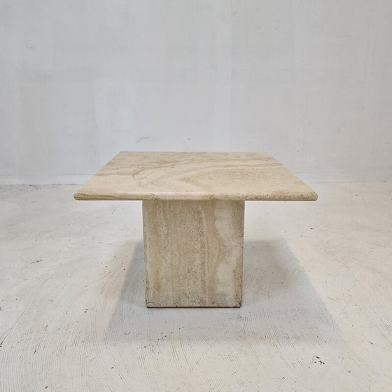 Image 1 of Table basse vintage italienne en travertin, 1980