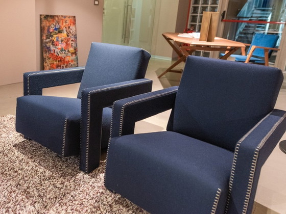 Image 1 of Cassina Armchair 637 Utrecht (New-Never Used) In Blu Wool.