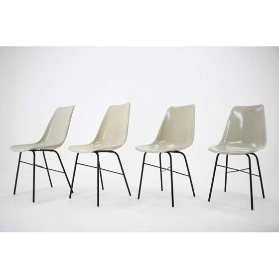 Image 1 of Ensemble de 4 chaises de salle à manger en fibre de verre du milieu du siècle, Tchécoslovaquie, années 1960