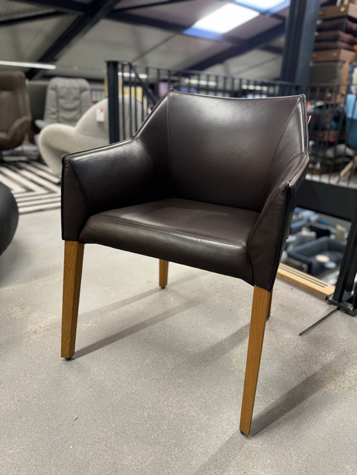 2 Leolux Pyrite Dining Chair Brown Leather