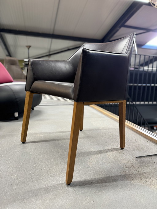 2 Leolux Pyrite Dining Chair Brown Leather