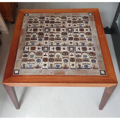 Table d'appoint vintage avec carreaux de baca par Severin Hansen pour Haslev Møbelsnedkeri, 1960