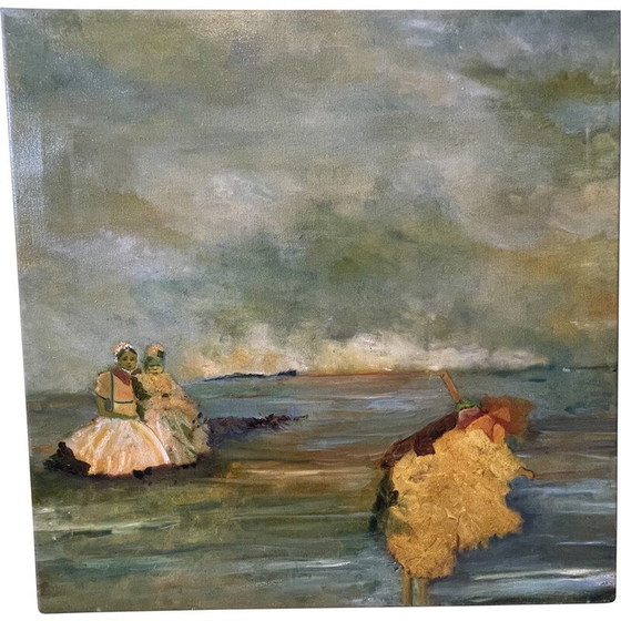 Image 1 of Huile sur toile vintage "Talking to the rocks 2" par Elodie Huré