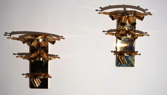 Image 1 of Ensemble de 2 appliques en verre cristallin Kinkeldey Hollywood Regency, 1970