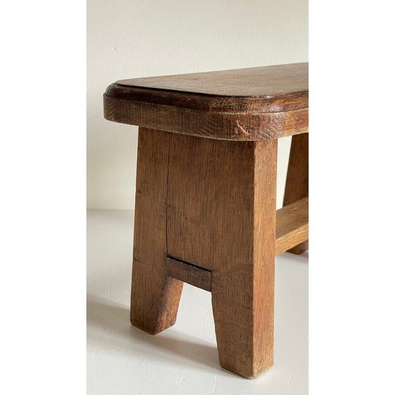 Image 1 of Tabouret vintage en chêne massif ciré