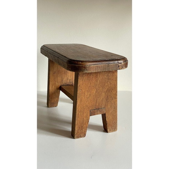 Image 1 of Tabouret vintage en chêne massif ciré