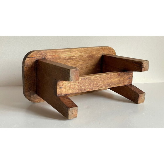 Image 1 of Tabouret vintage en chêne massif ciré