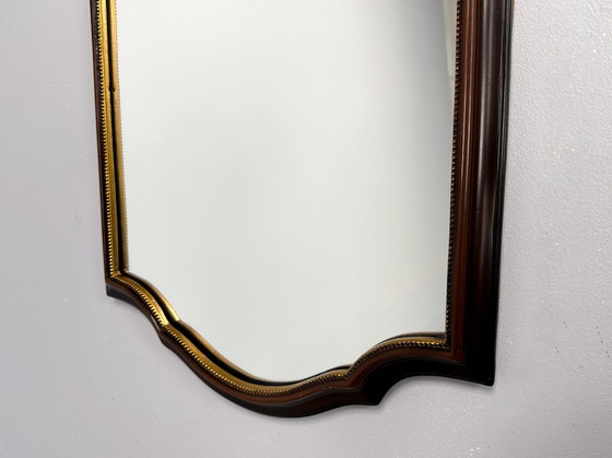 Image 1 of Miroir en bois vintage | Miroir festonné suspendu au mur