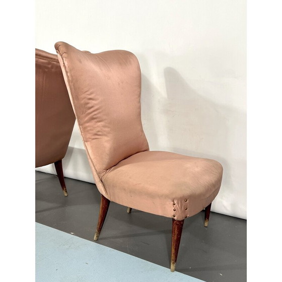 Image 1 of Paire de fauteuils club italiens en tissu, années 1950